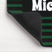 シンプルストライプのダークグリーンとブラック名前をカスタムする マウスパッド (コーナー)