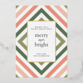 シンプルストライプのモダンクリスマス 箔シーズンカード (正面)