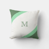 シンプルストライプのモダン緑白モノグラム クッション (正面)