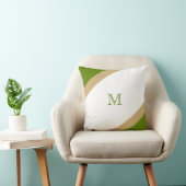 シンプルストライプのモダン緑茶モノグラム クッション (椅子)