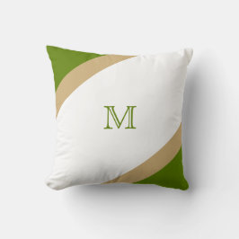 シンプルストライプのモダン緑茶モノグラム クッション