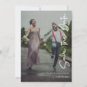 シンプルストライプのOverlay Photo Wedding日付の保存 セーブザデート (正面)