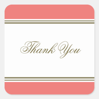 シンプルストライプコーラル封筒用シール スクエアシール