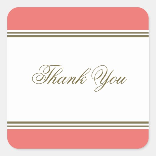 シンプルストライプコーラル封筒用シール スクエアシール (正面)