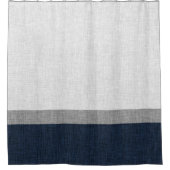 シンプルストライプダークブルーグレーアッシュホワイト シャワーカーテン (正面)