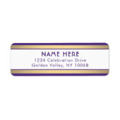 シンプルストライプパープル金ゴールド&ホワイト差出人住所 ラベル (正面)