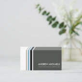 シンプルストライプモダントレンディー男らしグレイ 名刺 (スタンド正面)