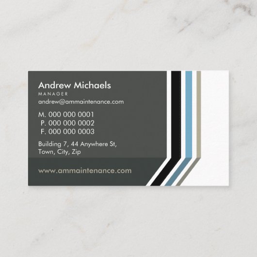 シンプルストライプモダントレンディー男らしグレイ 名刺 (裏面)