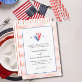 シンプルストライプロブスター結婚ズ 招待状