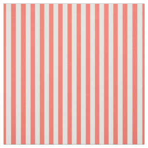 シンプルストライプ模様サンゴ/白トレンディー ファブリック