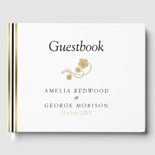 シンプルストライプ花 ゲストブック (正面)
