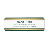 シンプルストライプ金ゴールドとホワイト差出人住所 ラベル (正面)