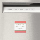 シンプルストライプCoral Save the Date Magnet マグネット (インサイチュ (食洗機))