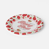 シンプルストロベリーパターン1stバースデーベリーファースト ペーパープレート (アングル)