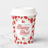 シンプルストロベリーパターン1stバースデーベリーファースト 紙コップ (正面)