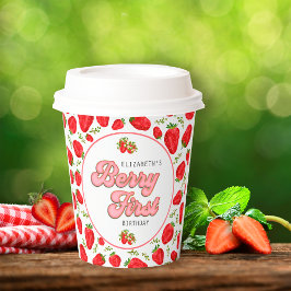 シンプルストロベリーパターン1stバースデーベリーファースト 紙コップ