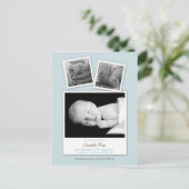 シンプルスナップショットベビーの誕生発表（青） 案内ポストカード (スタンド正面)