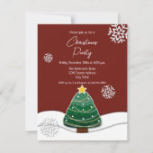 シンプルスノークリスマスツリーウィンターホリデーパーティー 招待状 (正面)