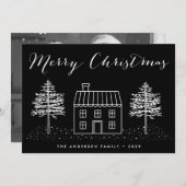 シンプルスノークリスマスハウスフォトクリスマスカード シーズンカード (正面/裏面)
