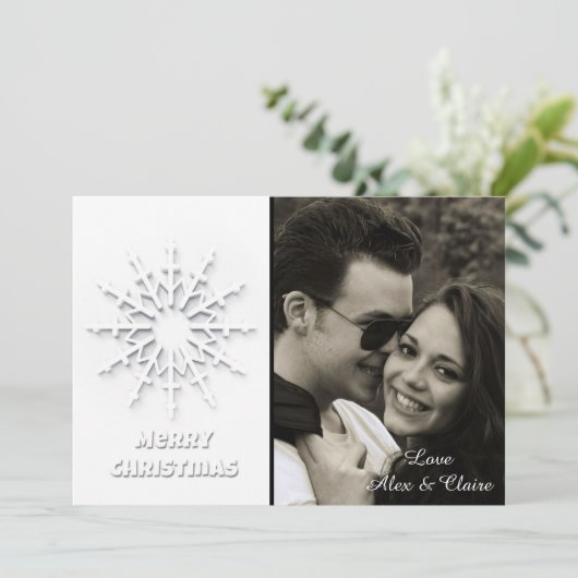 シンプルスノーフレークカスタム写真 シーズンカード (スタンド正面)