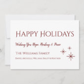 シンプルスノーフレークスハッピーホリデーズクリスマスカード (正面)