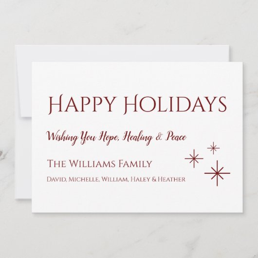 シンプルスノーフレークスハッピーホリデーズクリスマスカード (正面)