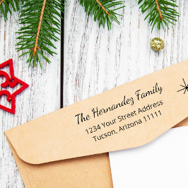 シンプルスノーフレークファミリークリスマス差出人住所 セルフインキングスタンプ