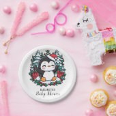 シンプルスノーフレークペンギンベビーシャワー ペーパープレート (パーティー)