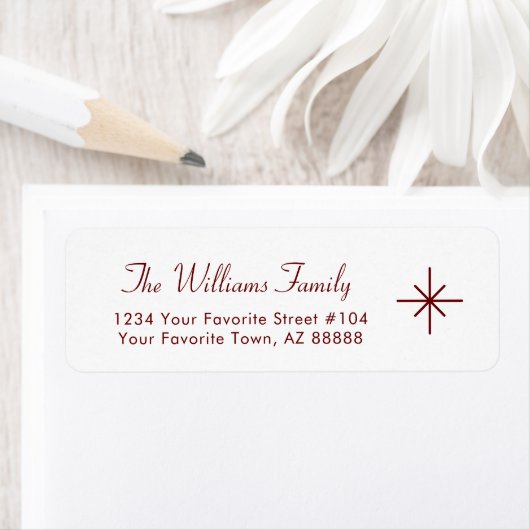 シンプルスノーフレークレッドタイポグラフィ差出人住所 ラベル (インサイチュ)