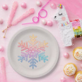 シンプルスノーフレーク ペーパープレート (パーティー)