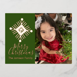 シンプルスノーフレークMerry Christmas写真プレス 箔シーズンポストカード