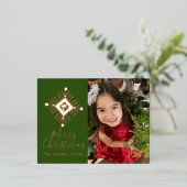 シンプルスノーフレークMerry Christmas写真プレス 箔シーズンポストカード (立ち正面)