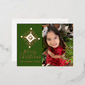 シンプルスノーフレークMerry Christmas写真プレス 箔シーズンポストカード (正面/裏面)