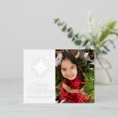 シンプルスノーフレークMerry Christmas Photo Pressed Foi 箔シーズンポストカード (立ち正面)