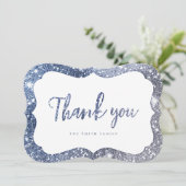 シンプルスパークルブルーグリッター感謝していユー 招待状 (スタンド正面)