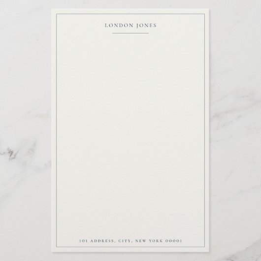 シンプルスパーソナライズされたクリプト文房具ネイビーアイボリー 便箋 (正面)