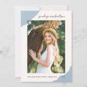 シンプルスプラッシュブルーフォト卒業パーティー 招待状 (正面)