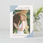 シンプルスプラッシュブルーフォト卒業パーティー 招待状 (スタンド正面)