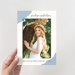 シンプルスプラッシュブルーフォト卒業パーティー 招待状