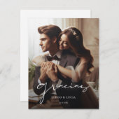 シンプルスペインのブダ |モダンの結婚Gracias写真 サンキューカード (正面/裏面)