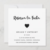 シンプルスペインの写真モダンハート結婚の セーブザデート (正面)