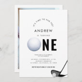 シンプルスポーツパルティーゴルフ1st誕生日パーティー 招待状 (正面/裏面)