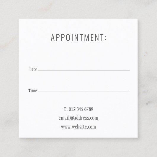 シンプルスモダンクエアアポイントメントカード スクエア名刺 (正面)