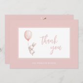 シンプルスモダンクリプト赤面ピンクベビーガール サンキューカード (正面/裏面)