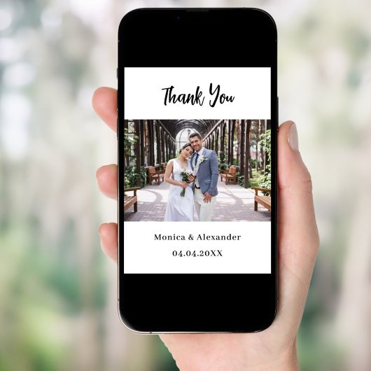 シンプルスモダント結婚の写真サンキューカード 招待状