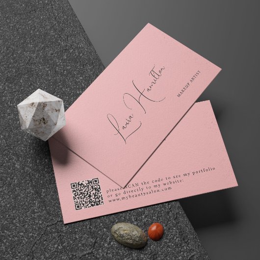 シンプルスモダンフェミニントQRコードのピンク美しい 名刺