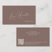 シンプルスモダンフェミニントQRコード茶色美しい 名刺 (正面/裏面)