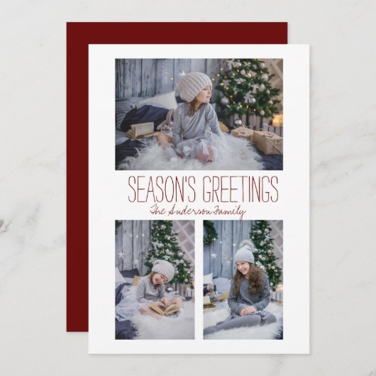 シンプルスリーフォトファミリー シーズンカード (正面/裏面)