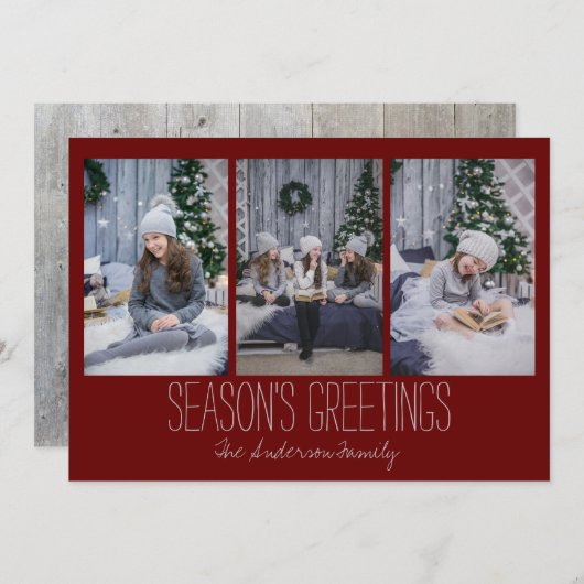 シンプルスリーホリデーカ素朴ード シーズンカード (正面/裏面)