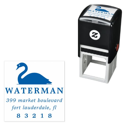 シンプルスワンシルエットファミリー名差出人住所 セルフインキングスタンプ (インサイチュ)